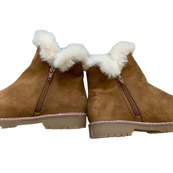 American Eagle Brown Shearling Zip Up Short Booties - Picture 10 of 11